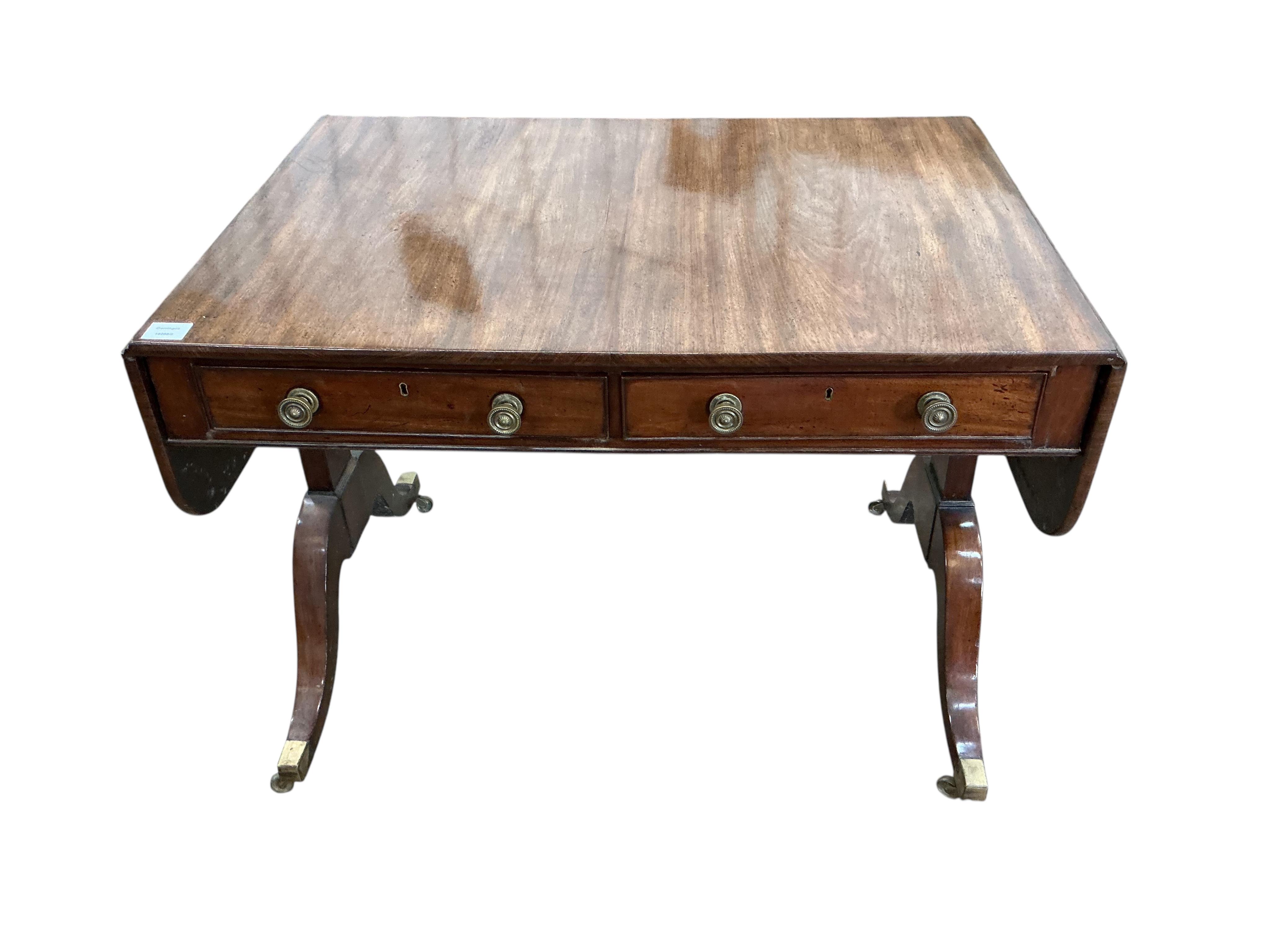 A Regency mahogany sofa table, width 96cm, depth 66cm, height 71cm